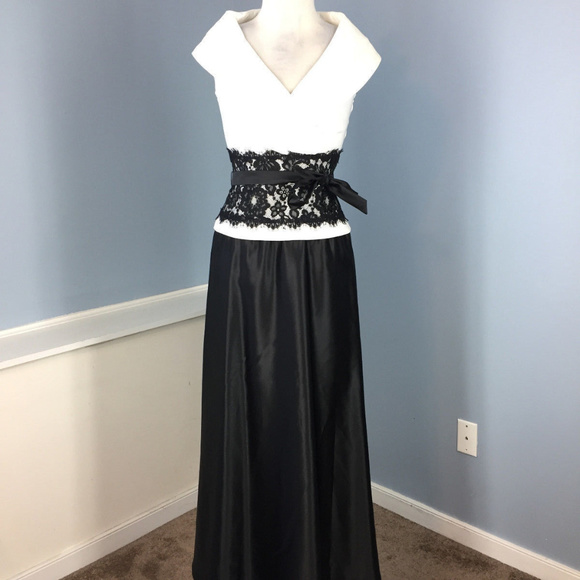 tadashi black and white dress